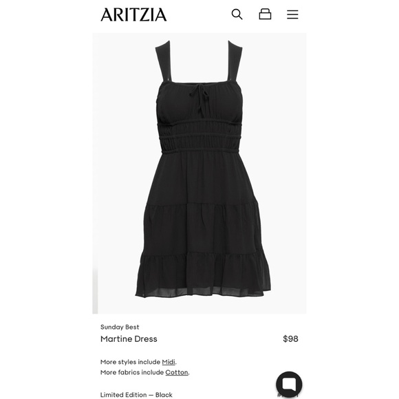 Aritzia Sunday Best Martins Dress Black NWOT #117571 - Picture 3 of 11